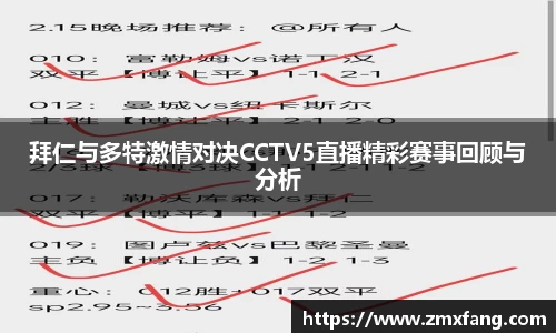 拜仁与多特激情对决CCTV5直播精彩赛事回顾与分析